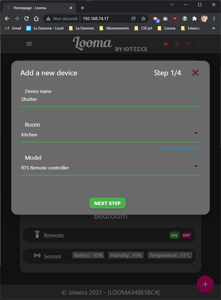 Add somfy RTS device
